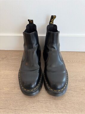 Dr. Martens Men’s Black Leather Chukka Boots with Yellow Stitching